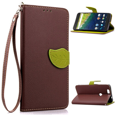 

Brown Design PU Leather Flip Cover Wallet Card Holder Case for Google Nexus 6P