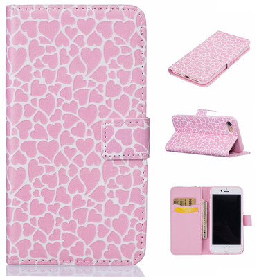 

Lovely Heart Design PU Leather Flip Cover Wallet Card Holder Case for IPHONE 7