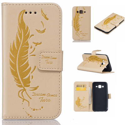 

Golden Plumes and birds Embossed PU Leather Wallet Case Classic Flip Cover with Stand Function and Credit Card Slot for SAMSUNG Ga