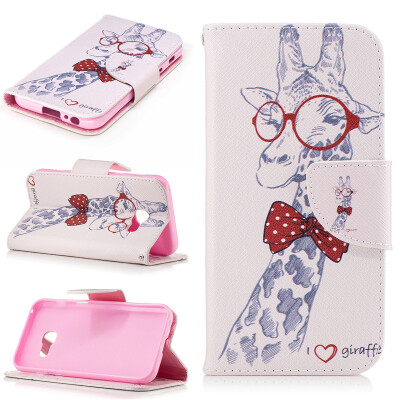 

giraffe Design PU Leather Flip Cover Wallet Card Holder Case for Samsung Galaxy A3 2017