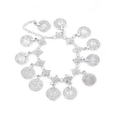 

Boho Серебряная монета кисточкой Цыганский фестиваль турецкого Племенной Этнические ножной браслет