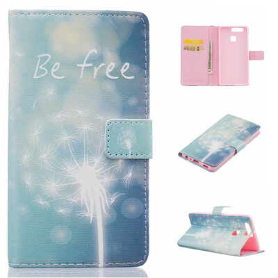

Green dandelion Design PU Leather Flip Cover Wallet Card Holder Case for HUAWEI P9