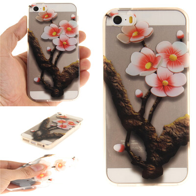 

Four plum blossoms Pattern Soft Thin TPU Rubber Silicone Gel Case Cover for IPHONE 5/5S/5SE