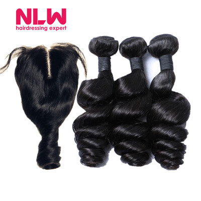 

Best Quality 8a Grade loose wave Malaysian lace frontal closure with 4 bundles human hair weave 100 human hair Weft 5pcsLot