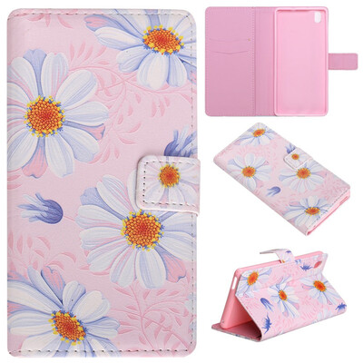 

Pink Flower Design PU Leather Flip Cover Wallet Card Holder Case for Sony Xperia M4 Aqua