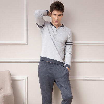 

[Jingdong supermarket] card Xuan autumn winter men Europe and the United States simple long-sleeved round neck can wear casual home service suit gray XXL 15Q087M