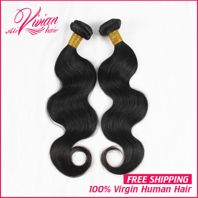 

Brazilian Virgin Hair 2 bundles Body Wave 7A Unprocessed Human Hair Bundle Extensions Natural Color #1B