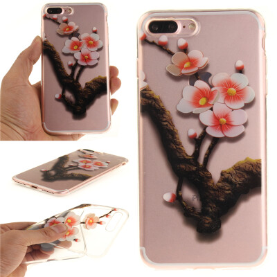 

Four plum blossoms Pattern Soft Thin TPU Rubber Silicone Gel Case Cover for IPHONE 7 Plus