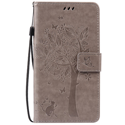 

Gray Tree Design PU Leather Flip Cover Wallet Card Holder Case for HTC 825