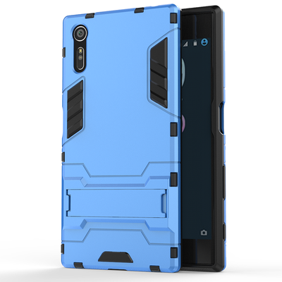 

Blue Slim Robot Armor Kickstand Shockproof Hard Rugged Rubber Back Case For SONY Xperia XZ