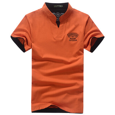 

Jeep Shield NIAN JEEP Short Sleeve T-Shirt Male V-Neck Outdoor Mountaineering Leisure T-Shirt 9251 Orange M