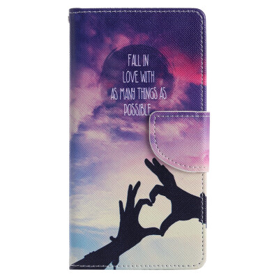 

Hands Love Design PU Leather Flip Cover Wallet Card Holder Case for SONY XZ