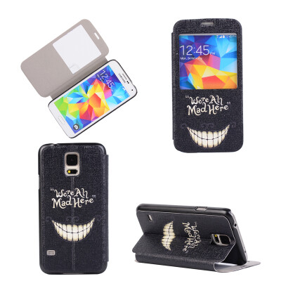 

Smiling Teeth Design PU Leather Flip Cover Wallet Card Holder Case for Samsung Galaxy S5