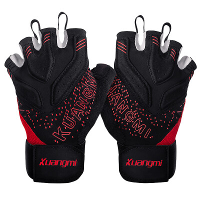 

Frenzy kuangmi gloves fitness equipment training horizontal bar riding running sports half finger warm protective palm pressure extended wrist KMh502 2 only installed M code