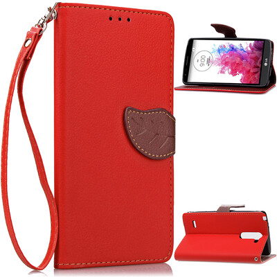 

Red Design PU Leather Flip Cover Wallet Card Holder Case for LG G3 Stylus