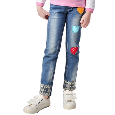 

Xin Song girls heart-shaped patch embroidered washed jeans in the big spring spring&autumn cowboy casual trousers J044B140 58