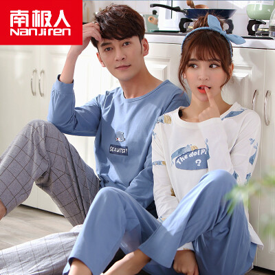 

Antarctic Nanjiren cotton pajamas home service men&women couples pajamas can wear long sleeves sets of cotton leisure home clothing suit female leisure dolphin XL