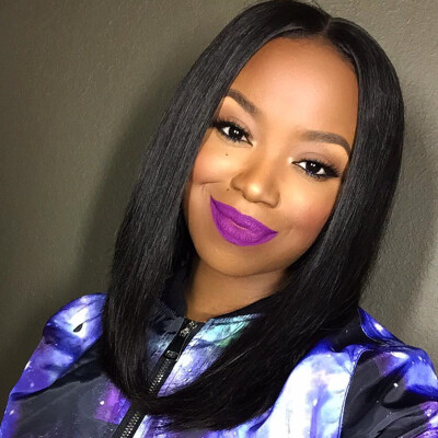 

N..W. Brazilian virgin human hair Lace front wigs Bob cut straight Glueless wigs for black women