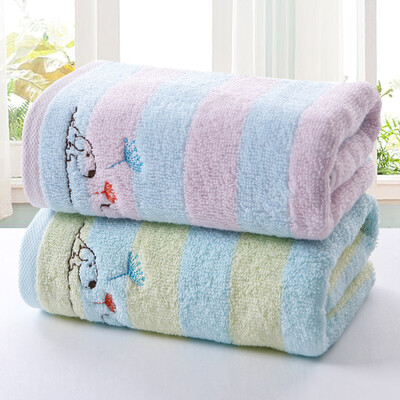 

Gold towel home textiles cotton satin embroidery cartoon soft towel two dress 95g article 70 34cm