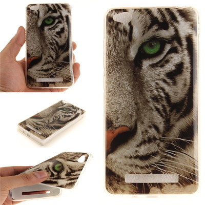 

White Tiger Pattern Soft Thin TPU Rubber Silicone Gel Case Cover for XIAOMi RedMi 4A
