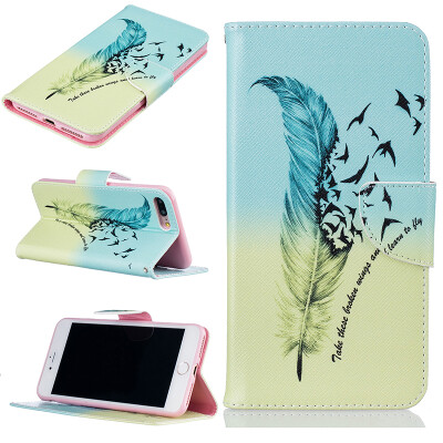 

Feathers and birds Design PU Leather Flip Cover Wallet Card Holder Case for IPHONE 7 Plus