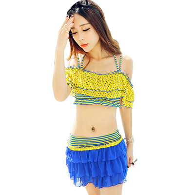 

Qiehai (QIHAI) 5334-7 skirt sexy bikini three-piece swimsuit steel tray gather female swimsuit purple M code