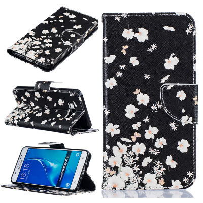 

Small white flowers Design PU Leather Flip Cover Wallet Card Holder Case for SAMSUNG Galaxy J7 2016/J710