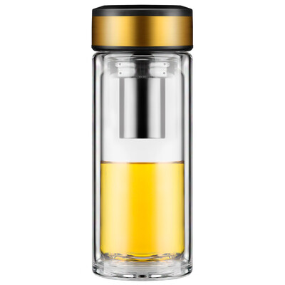 

Vientiane (WANXIANG) V52L 315ML двойной жаростойкий творческих стекла деловых людей и женщин с фильтром чашки моды портативный подарочной коробке загружены земли золото