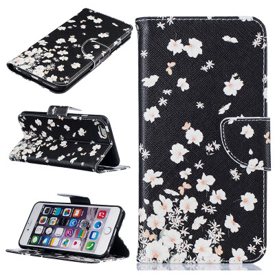 

Small white flowers Design PU Leather Flip Cover Wallet Card Holder Case for IPHONE 6 PLUS/6S PLUS