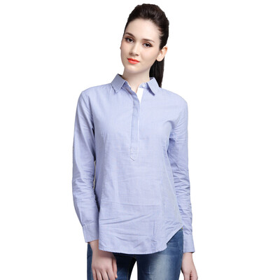 

Red Bean IDF Women&39s 2017 Spring New Lapel Long Sleeve Shirt DWFOC011S A3 Blue 170 92A