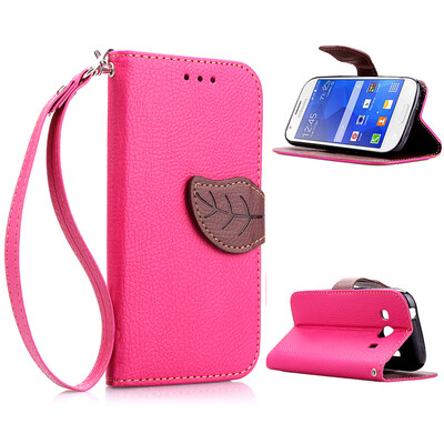 

Pink Design PU Leather Flip Cover Wallet Card Holder Case for Samsung Galaxy Ace Style LTEG357FZ