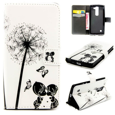 

Children and dandelion Design PU Leather Flip Cover Wallet Card Holder Case for LG Leon