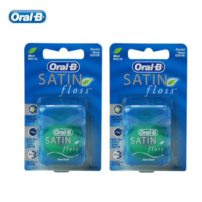 

Oral B SATIN Dental Floss Comfortable Teeth Clean Oral Hygiene Waxed Flat Thread Flosser Fresh Mint 50m/pcs (2 pcs=1 pack