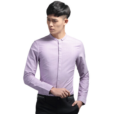 

HODO Shirt Men Pure Color Business Cotton Long Sleeve Shirt