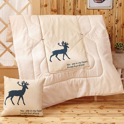 

Jiuzhou deer pillow was home textile linen style multi-functional dual-use cushions nap quilt summer cool quilt dual-use office sofa car cushions are good to learn cat 110 150cm