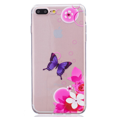

Pink Butterfly Pattern Soft Thin TPU Rubber Silicone Gel Case Cover for IPHON 7 Plus