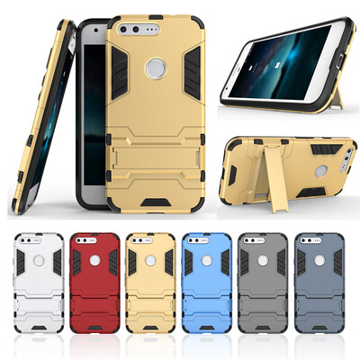 

Gold Slim Robot Armor Kickstand Shockproof Hard Rugged Rubber Back Case For Google Pixel XL