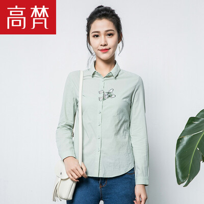 

Высокий ватикан Ching Новый стиль Vintage Shirt Женщины с длинным рукавом Топ G1166154 Серый Зеленый 155 / S