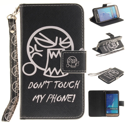 

Do not touch me Design PU Leather Flip Cover Wallet Card Holder Case for SAMSUNG GALAXY J1 2016 J120