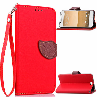 

Red Design PU Leather Flip Cover Wallet Card Holder Case for HTC One A9