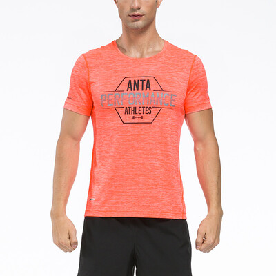 

Anta ANTA Men 15637154-1 round neck breathable quick short T-shirt sports fitness training T-shirt YY306 red flower gray S