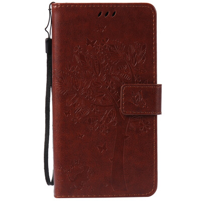 

Brown Tree Design PU Leather Flip Cover Wallet Card Holder Case for SONY Z5 PLUS