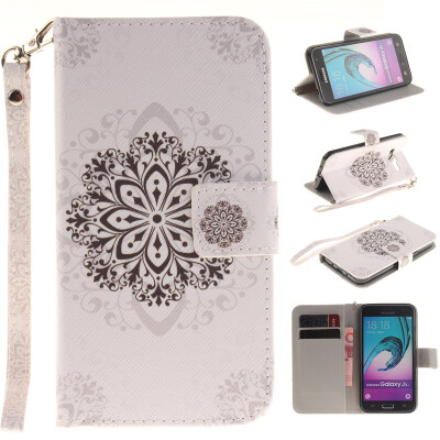 

Datura flowers Design PU Leather Flip Cover Wallet Card Holder Case for SAMSUNG GALAXY J3 2016 J310