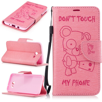 

Pink Bear Embossed PU Leather Wallet Case Classic Flip Cover with Stand Function and Credit Card Slot for SAMSUNG Galaxy J3 2017