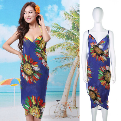 

Женщины Sexy Summer Цветочные шифон Бикини Cover Up Пляж платье Swimwear Wrap