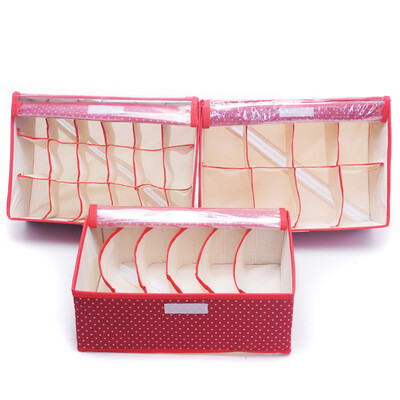 

Space excellent underwear storage box Oxford cloth storage box three-piece red dot