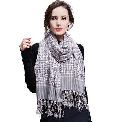 

Bao Shengxiang scarf female autumn and winter worsted lady wool scarf shawl thousands of birds grid warm collar w9507 black and white