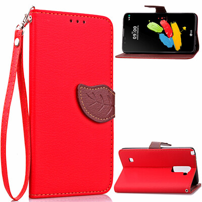 

Red Design PU Leather Flip Cover Wallet Card Holder Case for LG Stylus 2