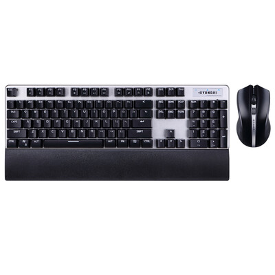 

Hyundai HYUNDAI HY-MK240RW Mute 104 key pure mechanical red axis electric gaming office 24G wireless mechanical keyboard&mouse suit black
