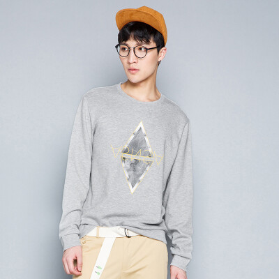 

Semir sweater men and women 2016 autumn and winter new men's round neck solid color geometric letters printing hedging long-sleeved sweater 19316161205 in the flower gray M